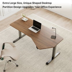 Стол компьютерный с электроприводом Eureka ERK-EDI-HTG-SW (Heptagon), орех