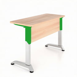 Парта двухместная Де Гласси Н (рост 3-5)  ЛДСП Бук/ Металл Серый+Зеленый