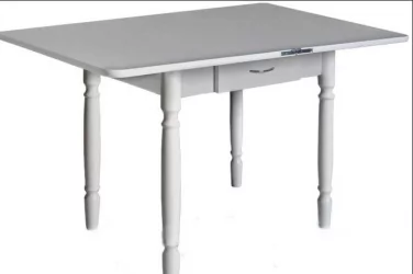 Стол обеденный Ломберный с ящиком 1 кат 4040 мат Ноги белые ЛДСП белый