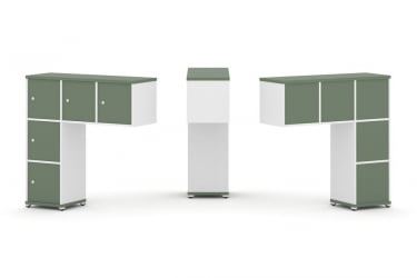 Надставка на стол низкая односторонняя + задняя стенка (5 шт.) + распашной фасад (5 шт.) CONCEPT CN.ONN-007 Кобо Белый бриллиант Белый металл