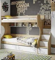 Двухъярусная кровать для детей Оксфорд ТД-139.11.01 Ривьера Белый с рисунком