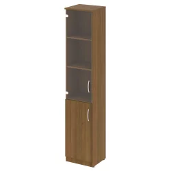 Шкаф высокий узкий левый (1 низкая дверь ЛДСП, 1 средняя дверь стекло) NOVA S В.СУ-1.2 L Орех Гварнери
