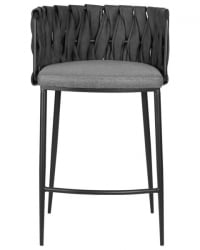 Стул барный ДОБРИН АМЕЛИА (серая ткань (Ф-48), темно-серый винтажный ПУ (МФ-12)) 4 шт / DOBRIN AMELIA (F-48), PU (MF-12))
