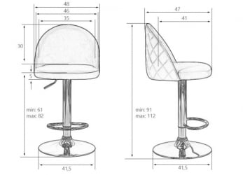 Стул барный ДОБРИН МИЛАНА (серый велюр (МДЖ9-75)) 2 шт / DOBRIN MILANA (MJ9-75))