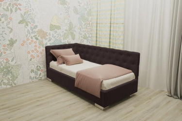 ДЕТСКАЯ МЯГКАЯ ИНТЕРЬЕРНАЯ КРОВАТЬ ВЕРСАЛЬ БЕЗ ОСНОВАНИЯ (BERHOUSE) Материал фасада: Металл/Велюр; Спальное место: 800х2000 мм; Цвет: Капучино