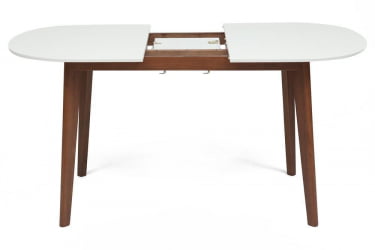 Стол обеденный раскладной BOSCO (Боско) основание бук, столешница мдф, 120+30*80см, Белый + Коричневый