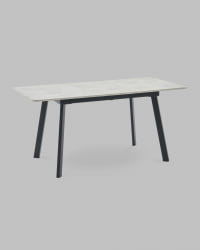 Стол Бату нев 120-160/80/76, столешница ЛМДФ, ароза светлая, подстолье металл черный / Batu new