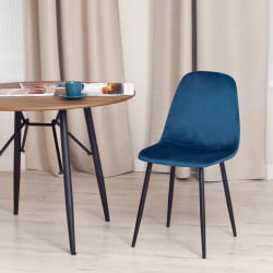 Стул BREEZE (mod. 4724) вельвет/металл, 44 х 53 х 87 см, Blue (синий) HLR63 / черный