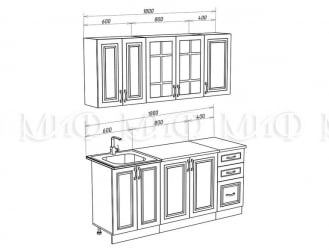 Кухня в гостиную Констанция 1,8 компановка №3 Белый/Джинс