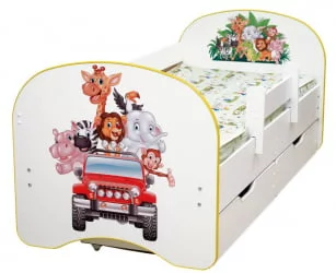 Кровать детская с фотопечатью с 2-мя ящиками 800*1900 Единорог