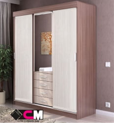 Шкаф купе 2-ух дверный Лидер 3 Ясень шимо темный-светлый