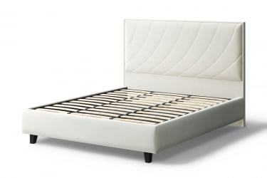 Кровать СОФИЯ 2000*1600мм (на опорах), велюр Бренди лайт 02 (серо-белый), (б/основания, б/матраса)