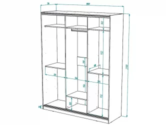 Шкаф-купе 2-х дверный Виктория 1800х584х2300, Белый 18ДЗЗЗДЗЗЗ-ППШШ-Б 310-694