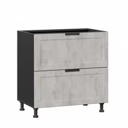 Тумба кухонная 800 с 2 ящиками ЛЮКС (4) Джамис ЛД 296.920.000.081 Черный Белый камень