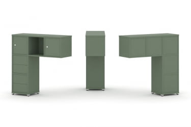 Надставка на стол низкая односторонняя + задняя стенка (5шт.) + блок с 2-мя ящиками (2шт.) + распашной фасад (2 шт.) CONCEPT CN.ONN-004 Кобо Белый металл