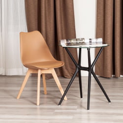 Стул со спинкой TULIP (mod. 73-1) дерево/пластик/экокожа, 47,5x55x80 см, Бежевый (Latte)