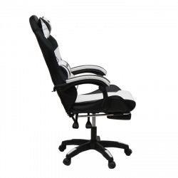 Кресло 1209 KINGQUEEN, цвет черный/белый с подсветкой, 1209-black-white-mass-led