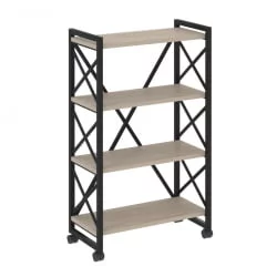 Стеллаж на колесных опорах - 4 полки LOFT  VR.L-MST.K-4.8 Металл черный Дуб Аттик