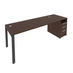 Рабочая станция с опорной тумбой Метал Сйстем Б.РС-СТП -1.5 Венге/Антрацит / Metal System