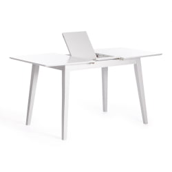 Большой обеденный стол Retro дерево гевея, МДФ, 110+30 x 75 x 75см, Белый (White)