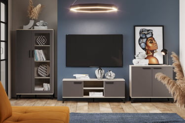 Комплект мебели для гостиной Марсель №3 Софт Графит Дуб Крафт серый