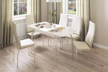 Раздвижной овальный стол Танго Белый-Геометрия