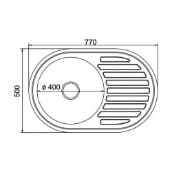 Мойка врезная овальная 500 х 770 мм Хром (левая)
