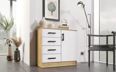 Комод в прихожую Дуб вотан/Белый