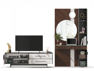 Набор мебели для гостиной Вилена №7 Серый/Орех/Монте белый