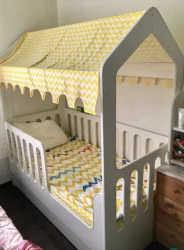 Кроватка-Домик с ящиком белая розовая