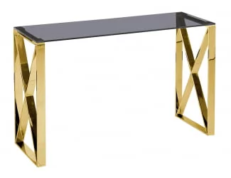 Консоль КРОСС 115x30 Золото (стекло smoke)