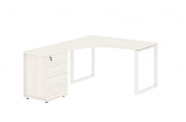 Стол эргономичный с тумбой левый EDIS EQCET 1318 L Ясень Траун Белый