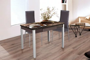 Стол нераздвижной с ящиком 1,0 Триумф, СТЕКЛО, опоры полуовал ХРОМ, Венге/R012_78983