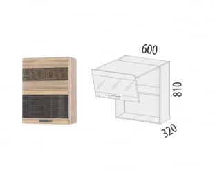 Шкаф-витрина кухонный (с системой плавного закрывания) Бруклин 101.80.1 Дуб Кронберг/Лагода/Антрацит