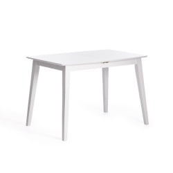 Большой обеденный стол Retro дерево гевея, МДФ, 110+30 x 75 x 75см, Белый (White)