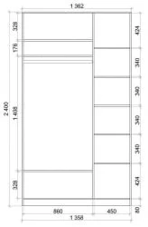 Шкаф-купе коричневый Хит-24-14-77 Орхидея Ясень шимо темный