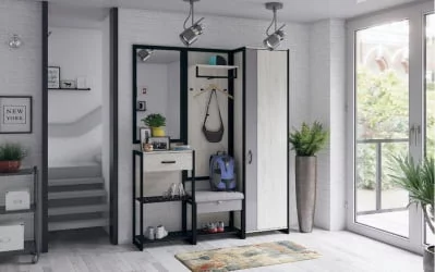 Комплект мебели для прихожей Техно ЛД №1 Дуб Крафт Белый Черный