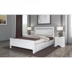 Кровать Грация 200х160 с выкатными ящиками Белый античный