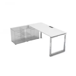 Стол рабочий, прямолинейный три опоры, левый ГЛОСС ЛИНЕ НСТЛ-О.995 Белый Премиум / GLOSS LINE