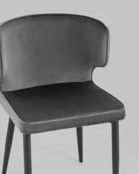 Стул Матео черные ножки велюр Серый