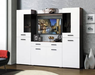 Набор мебели для гостиной Грация 1.8 с комодом с 3-мя ящиками и 3-мя дверями МДФ матовый Венге/Бордо