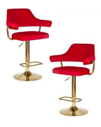 Стул барный ДОБРИН CХАРЛЙ ГОЛД (красный велюр (МДЖ9-45)) 2 шт / DOBRIN CHARLY GOLD (MJ9-45))