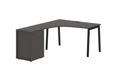 Стол эргономичный с тумбой (левый) EDIS ELCET 1318 L Мокко Черный