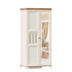 Шкаф двухстворчатый с зеркалом Вилладжио Алебастр/Дуб золотой