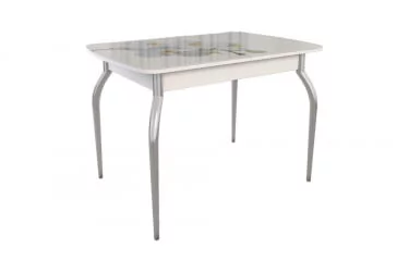 Раздвижной овальный стол Танго Белый-Орхидея