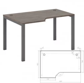 Стол эргономичный левый на металлоопорах New Line NLN36322434 Дуб шамони темный