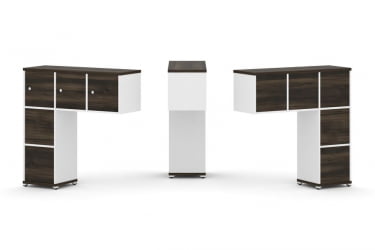 Надставка на стол низкая односторонняя + задняя стенка (5шт.) + блок с 2-мя ящиками (2шт.) + распашной фасад (3 шт.) CONCEPT CN.ONN-005 Дуб Мали Белый бриллиант Белый металл