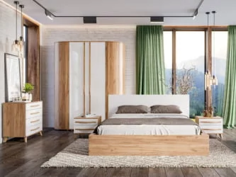 Кровать двуспальная 1600 с подъёмным механизмом Марта-2 ЛД 406.180.000 Дуб золотой Белый