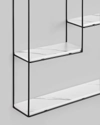 Полка Square черная Белый мрамор