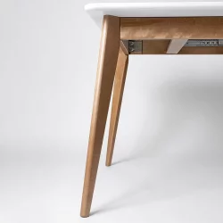 Стол обеденный Пегас Плус 120кс75 Эмаль белая Морилка Дуб золотой / Plus 120x75